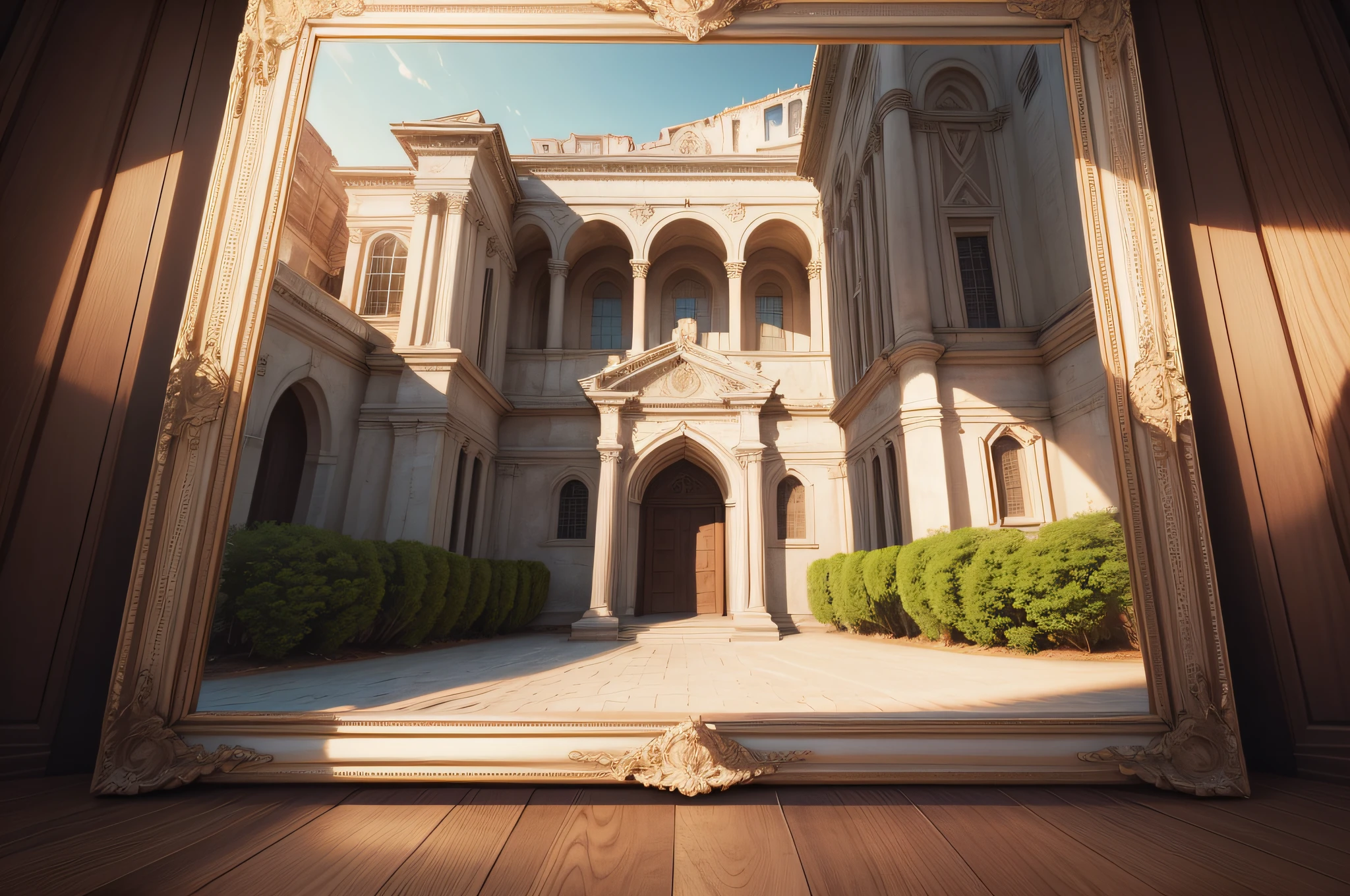 frame photo ( landscape format ) , renaissance style , simetric design