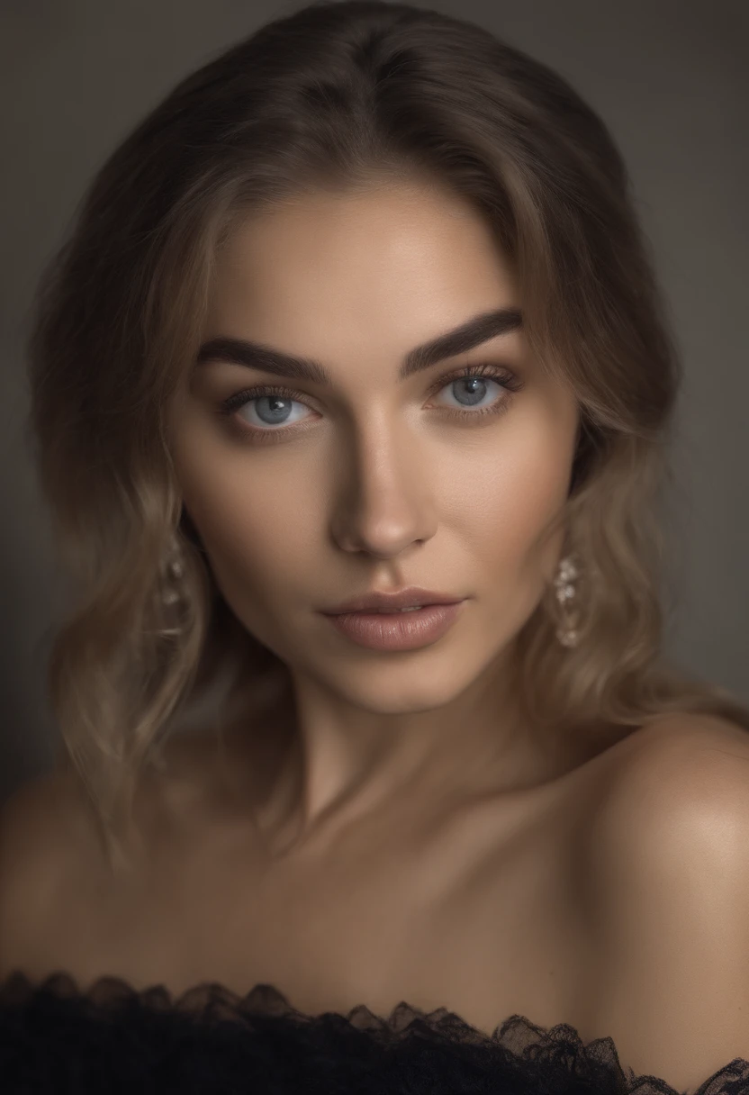 Arafed woman completely , fille sexy aux yeux bleus, ultra realist, Meticulously detailed, Portrait Sophie Mudd, cheveux blonds et grands yeux, selfie of a young woman, Yeux de chambre, Violet Myers, sans maquillage, maquillage naturel, looking straight at camera, Visage avec Artgram, Maquillage subtil, Great photo of the whole body kneeling on the bed, dans la chambre, Medium to large bust