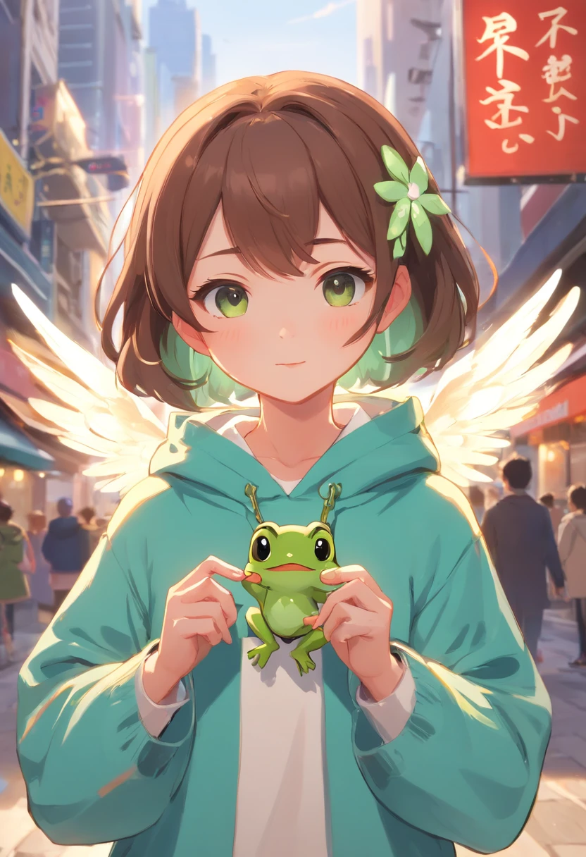 Frog Hoodie、break、We transport in groups in the middle of the city、(((hight resolution、4K、8K images、Hold your head and worry,regrettable,Pop Mart Blind Box IP、100Close up portrait of cute knight doll of a person、Young One Angel Style、Wear longer, Dress fluently、Lop style、Poseline doll、Little people々々々々々々々々々々々々々々々々々々々々々々々々々々々々々々々々。Little people々々々々々々々々々々々々々々々々々々々々々々々々々々々々々々々々、unreal enginee 5、Light 3D/C4D production: 8K HD quality/illuminating/Ultra-fine lens description 1.5、flawless、Chibi Background/Cinematic。
