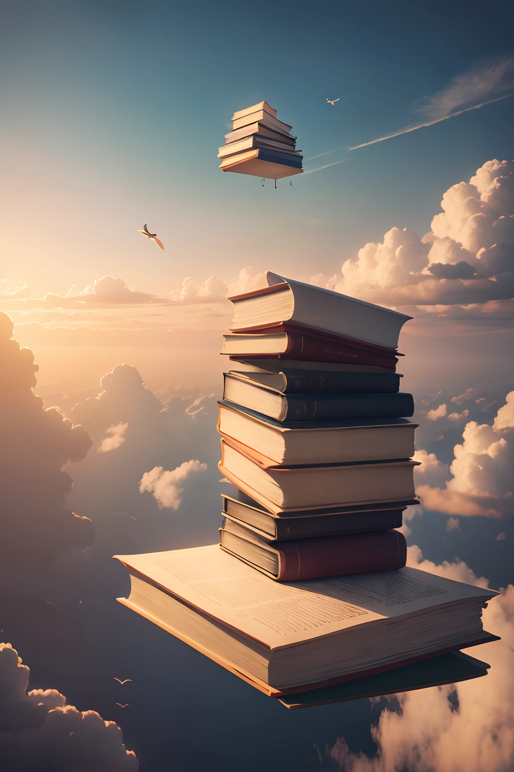 Book floating in the sky