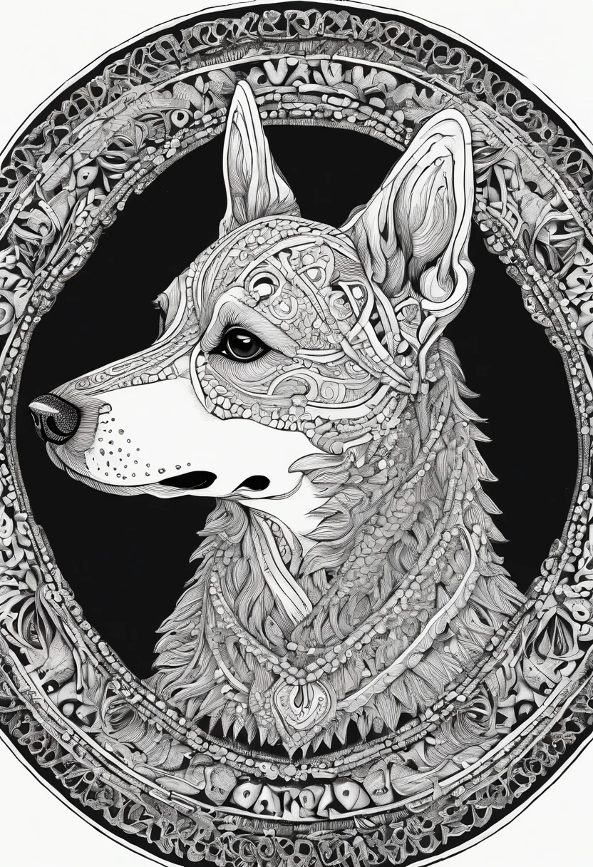 vibrant color drawing of a simple cute dog based mandala