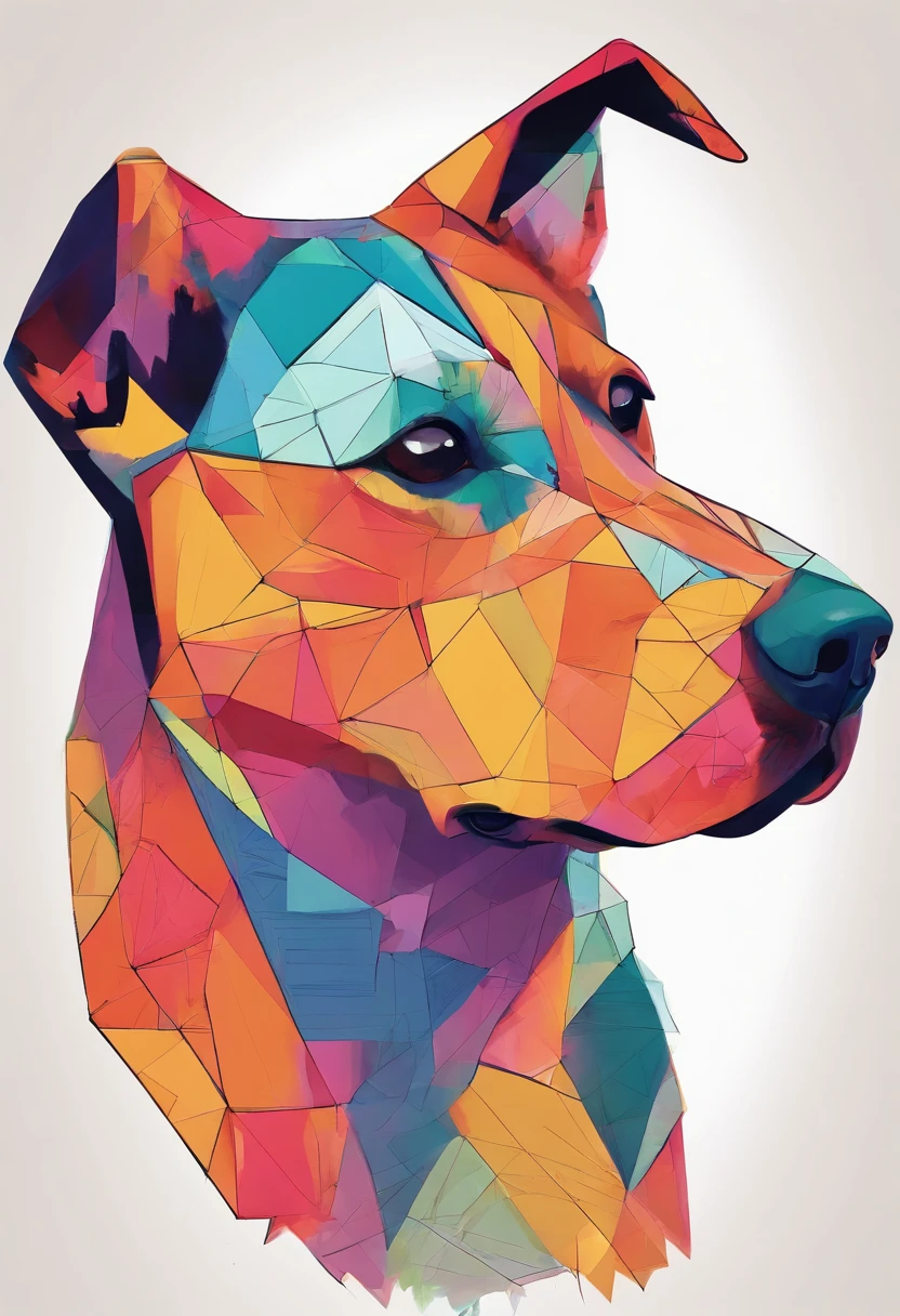 vibrant color drawing of a simple cute dog based mandala
