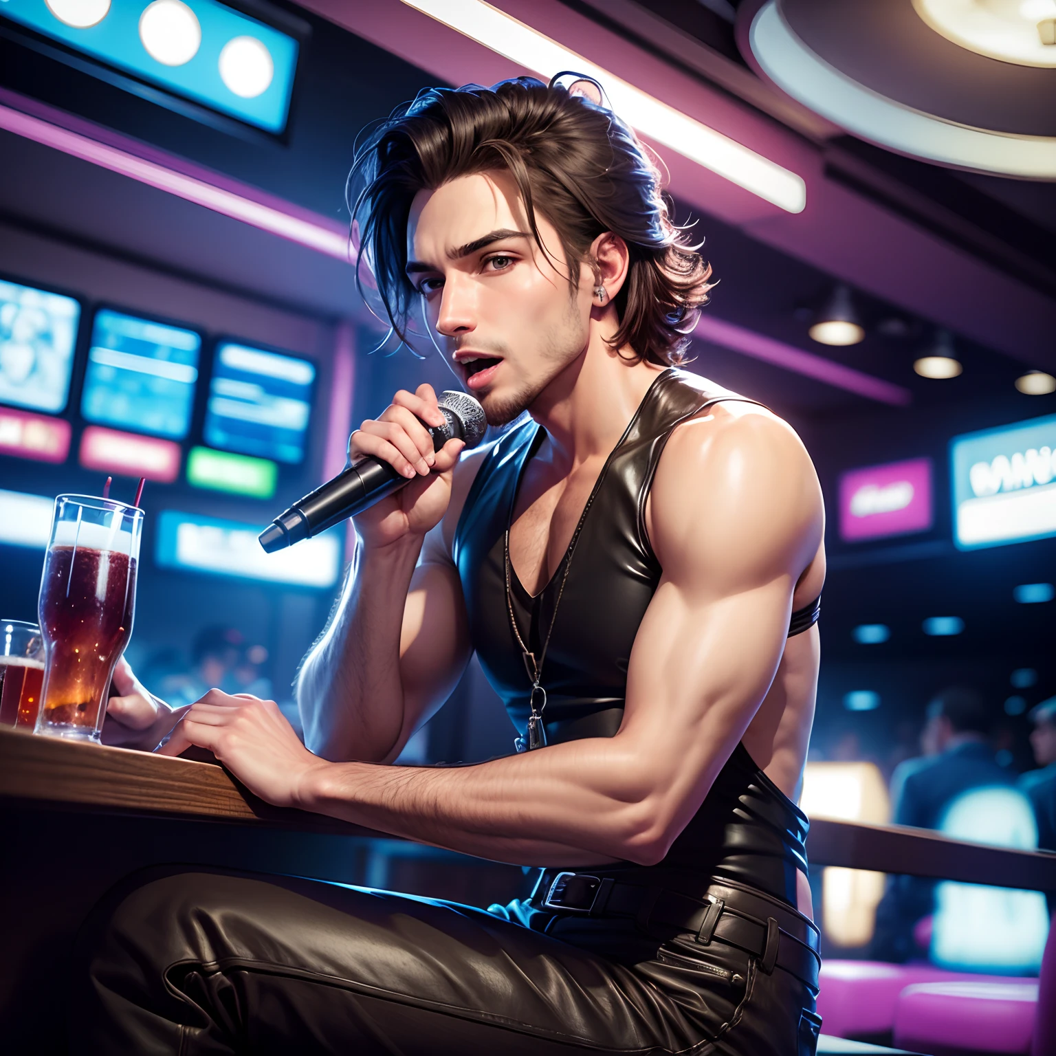 Karaoke singer. Male. Bar