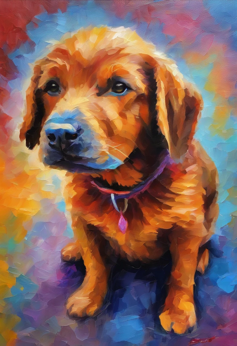 vibrant color drawing of a simple cute dog based mandala