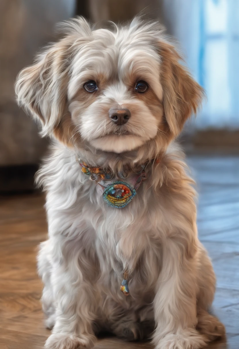 vibrant color drawing of a simple cute dog based mandala