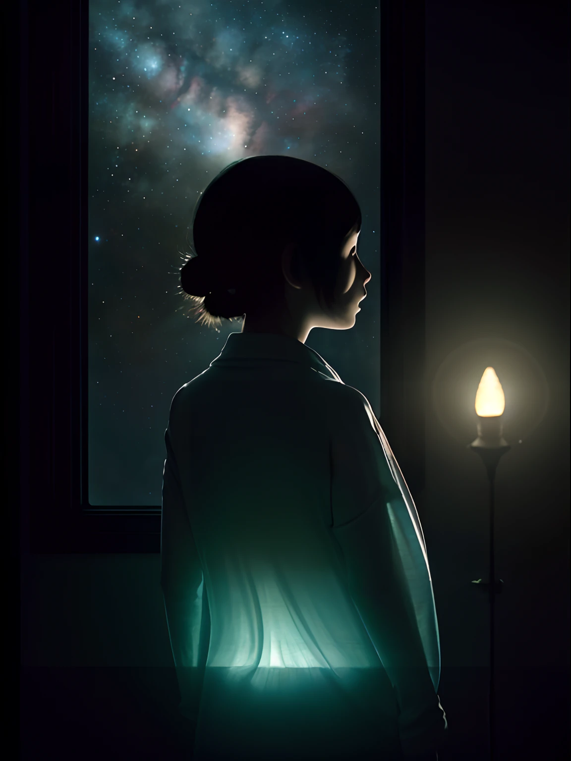 Best quality, Masterpiece, Realistic,Digital art, ultra - detailed,In the morning,starrysky, The first contact between an alien creature like ET and a ,Anatomically correct, Octane rendering, Ray traching, voluminetric lighting, The light from the back window is backlighted,rim lit, 8K, hdr,