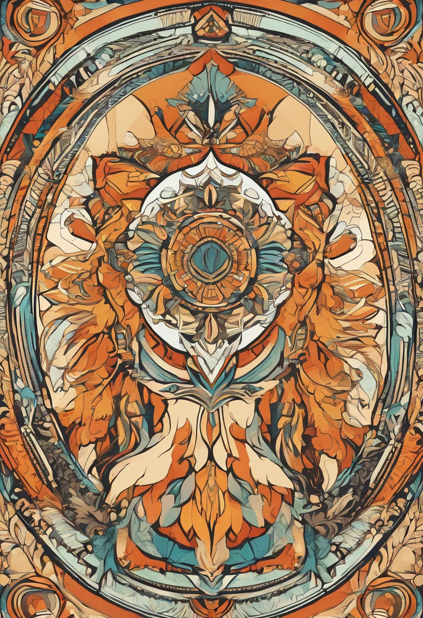 vibrant color drawing of a simple cute dog based mandala
