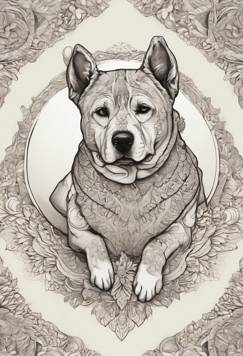 vibrant color drawing of a simple cute dog based mandala