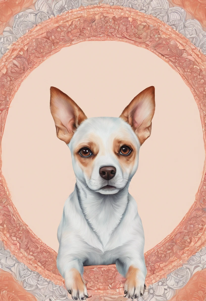 vibrant color drawing of a simple cute dog based mandala