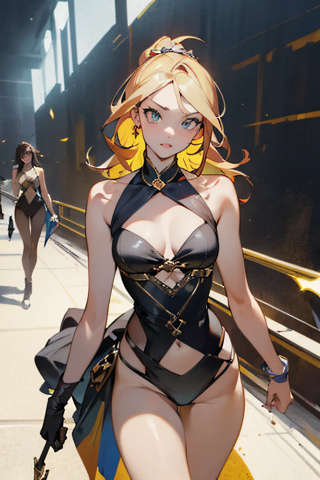 Caitlin Dever 1, As a swimsuit model, photorealistic picture, (((Walking along the catwalk))), (which are full of confidence), ((Catwalk background)), (bikini of), (Feminine), ((Sexy face)), ((Detailed pupils)), ((Perfect eyes)), (Highly revealing outfits), highly detailed painting, Convoluted, brushstrokes, ((art by Bastien Lecouffe-Deharme)), 8K Wallpaper, NIKON, Trending on ArtStation, Trending on CGSociety, Art by Midjourney, (Sexy)