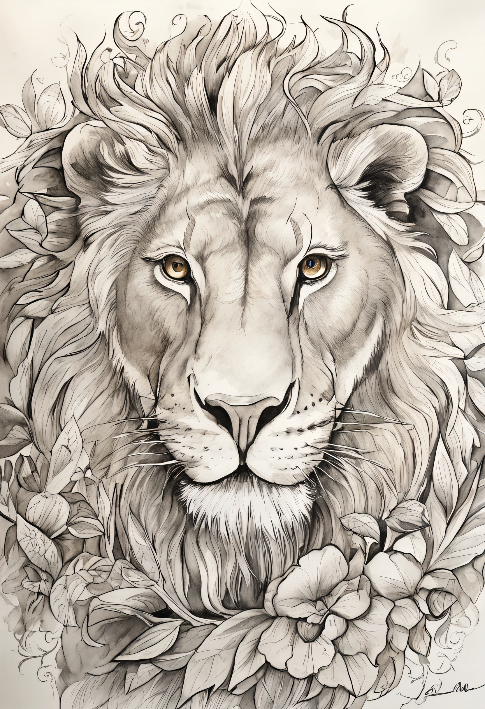 Picture of Black Lion and Bench coloring