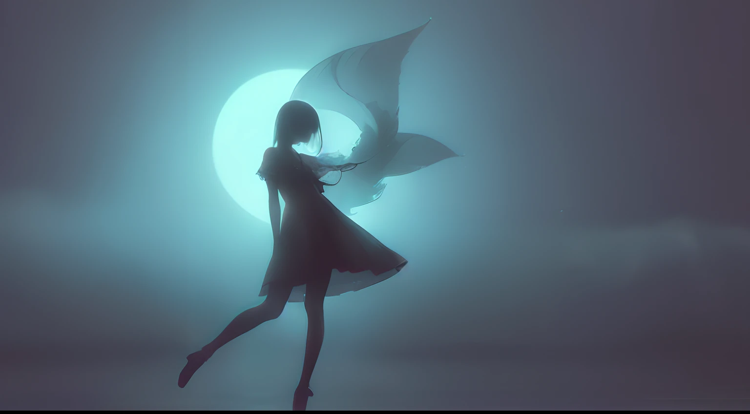 (a very delicate and beautiful）、moonlights、（ＴThe shirt）femele、Offensive photo、独奏、（silhuette）、（With movement）、dark backgrounds、Black figure、（silhuette）、skinny  body、sea the background of、single body、mournful、1 persons