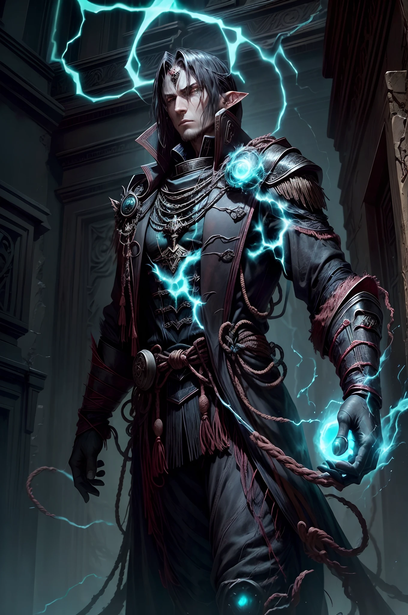 Create a captivating and surreal digital artwork that delves into the dark and enigmatic world of a psyker who worships the Sixth Chaos God, the Sculk. This character is a conduit for the god's chaotic powers, using them to vanquish enemies in the name of the Sculk.
The central figure of this artwork should be the psyker, adorned in a distinctive dark turquoise attire adorned with intricate light blue dots. The clothing should have an otherworldly and chaotic design, reflecting the nature of the god he serves.
Highlight the psyker's connection to the Sculk by depicting ethereal manifestations of the god's powers. Envision soul flames that are hotter and more intense than regular flames, swirling around the psyker and casting an eerie, turquoise glow. These soul flames should emit an otherworldly heat, distorting the surrounding environment.
Illustrate the psyker harnessing the Sculk's abilities with dramatic flair. Visualize a brain burst, where the psyker's mind unleashes a torrent of psychic energy, causing shockwaves and disarray among his enemies. Capture the moment when the psyker deploys a tentacle trap, conjuring writhing and malevolent tentacles from the warp to ensnare his foes.
Lastly, depict a tentacle crush, where the tentacles summoned by the psyker's powers close in on their victims, exuding a sense of impending doom and chaos.
Create an atmospheric and surreal backdrop for this scene. The environment should be a reflection of the Sculk's chaotic realm, with swirling energies and eerie, distorted landscapes that defy the laws of nature.
This artwork should encapsulate the essence of the Psyker Devotee of the Sixth Chaos God, the Sculk, as he wields the god's powers with sinister intent. Let your artistic vision bring to life this dark and enigmatic character in a manner that pays homage to the eerie and foreboding atmosphere of the Warhammer 40,000 universe.