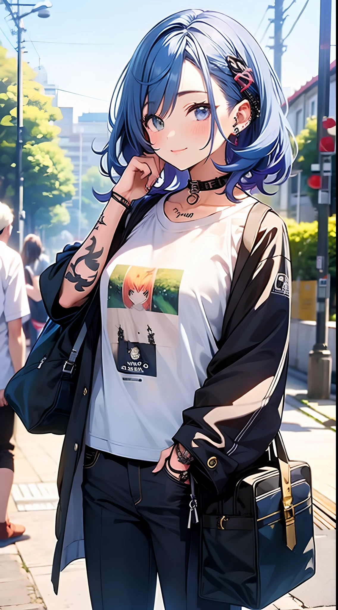 inner colored hair、The tattoo、piercings、Street fashion