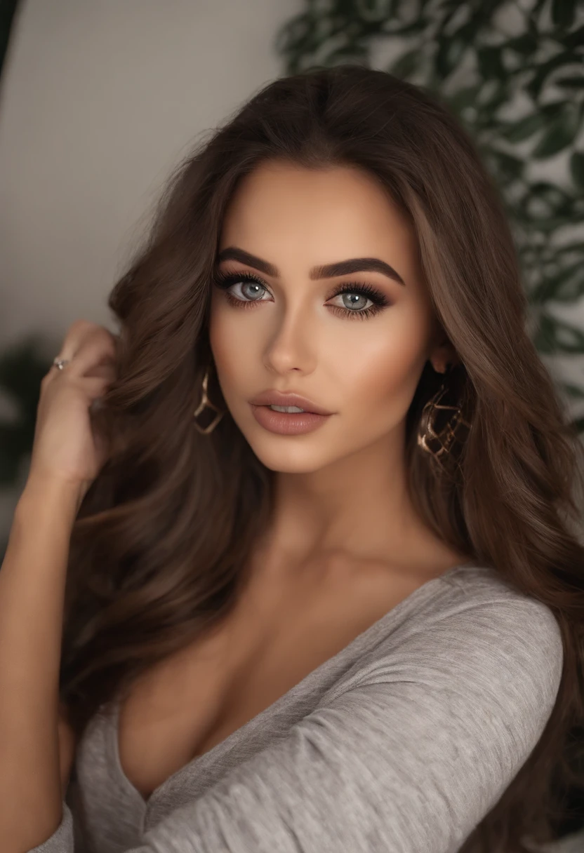 Arafed Mujer totalmente , Chica sexy con ojos marrones, ultra realista, meticulosamente detallado, Retrato Sophie Mudd, brown hair and large eyes, selfie de una mujer joven, Ojos de Dubai, Violeta Myers, sin maquillaje, Maquillaje natural, staring directly into camera, cara con artgram, maquillaje sutil, Impresionante foto de cuerpo completo arrodillado en la cama, En el dormitorio, Medium to large size bust