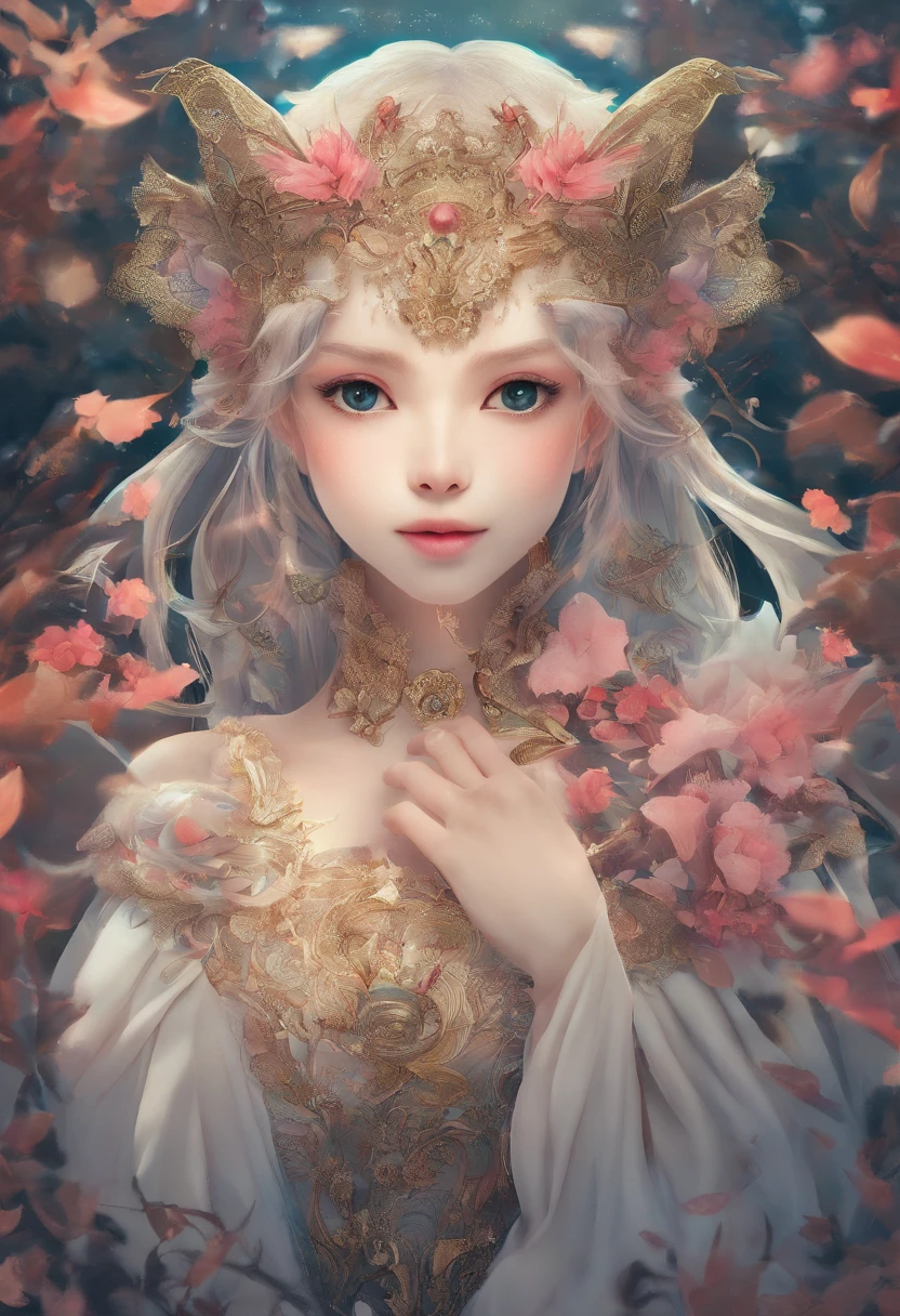 1girl in,独奏, Official art、Unity 8k Wallpapers、ultra-detailliert、Beautifully Aesthetic、Beautiful fece、​masterpiece、top-quality、 Foxwich、the Nine-Tailed Fox、Fox Mask、Haori jacket、Foxfirespell、Fox Familiars、Metamorphosis、off shoulders、depth of fields、