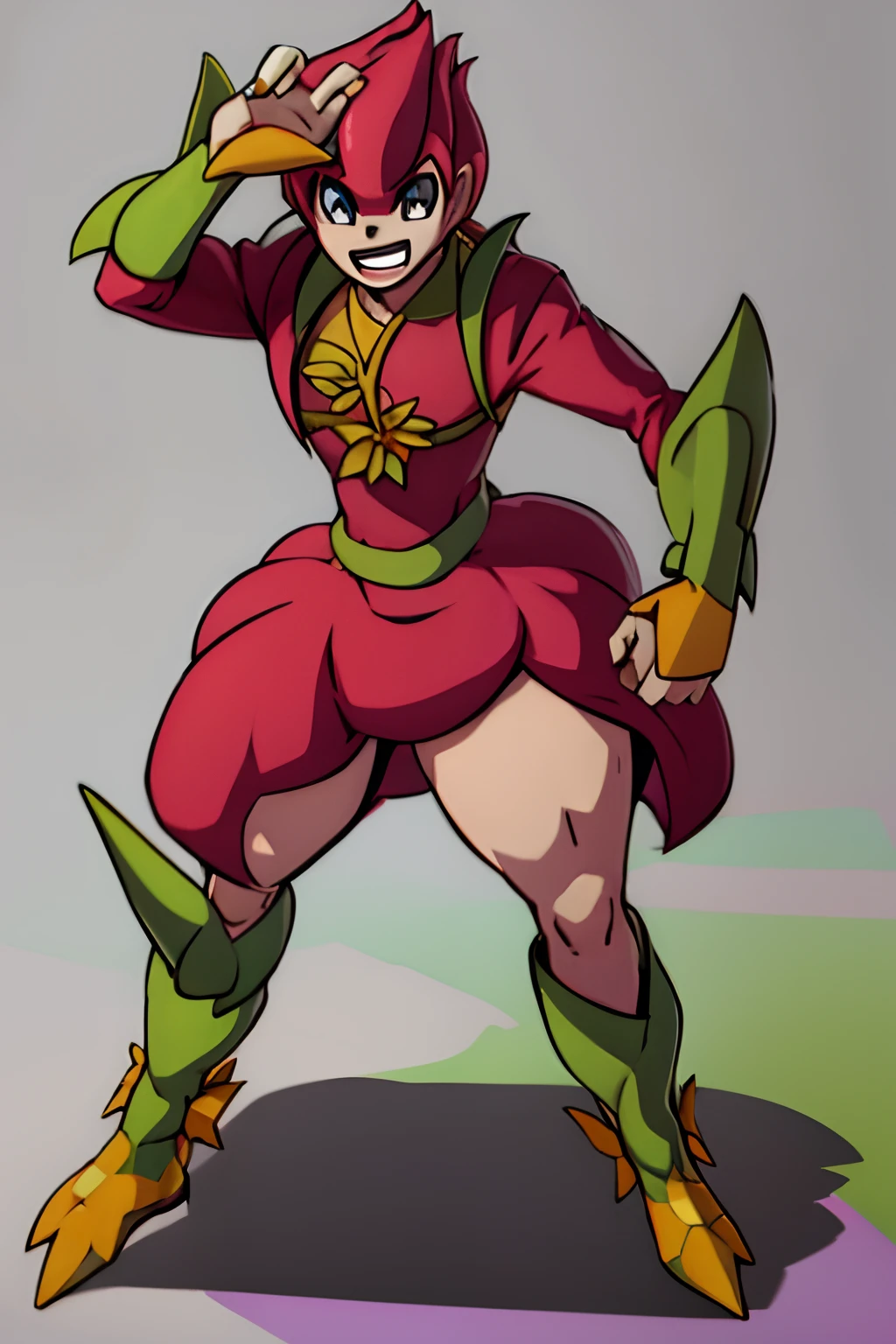 ((masterpiece)), best quality, digimon_lillymon, full body, dynamic pose, smile, full body, ((Male)), Hyper hips
