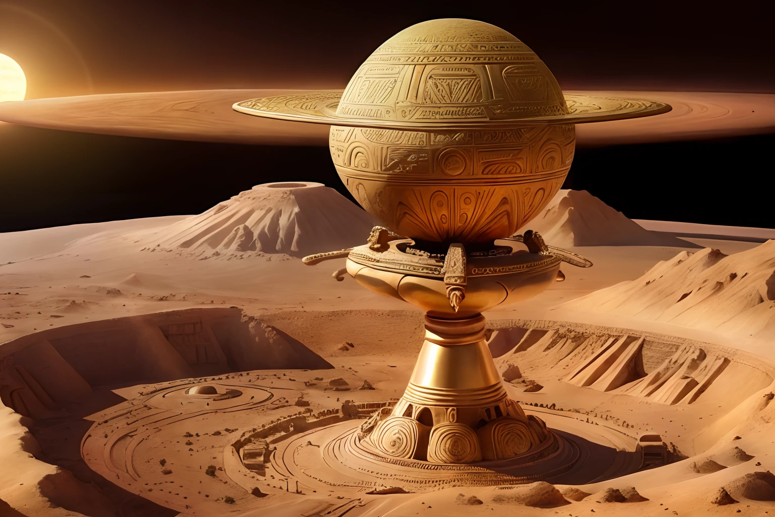High quality, Sumerian civilization, Anunnaki、UFO、Planet Nibiru、Animation, landscape