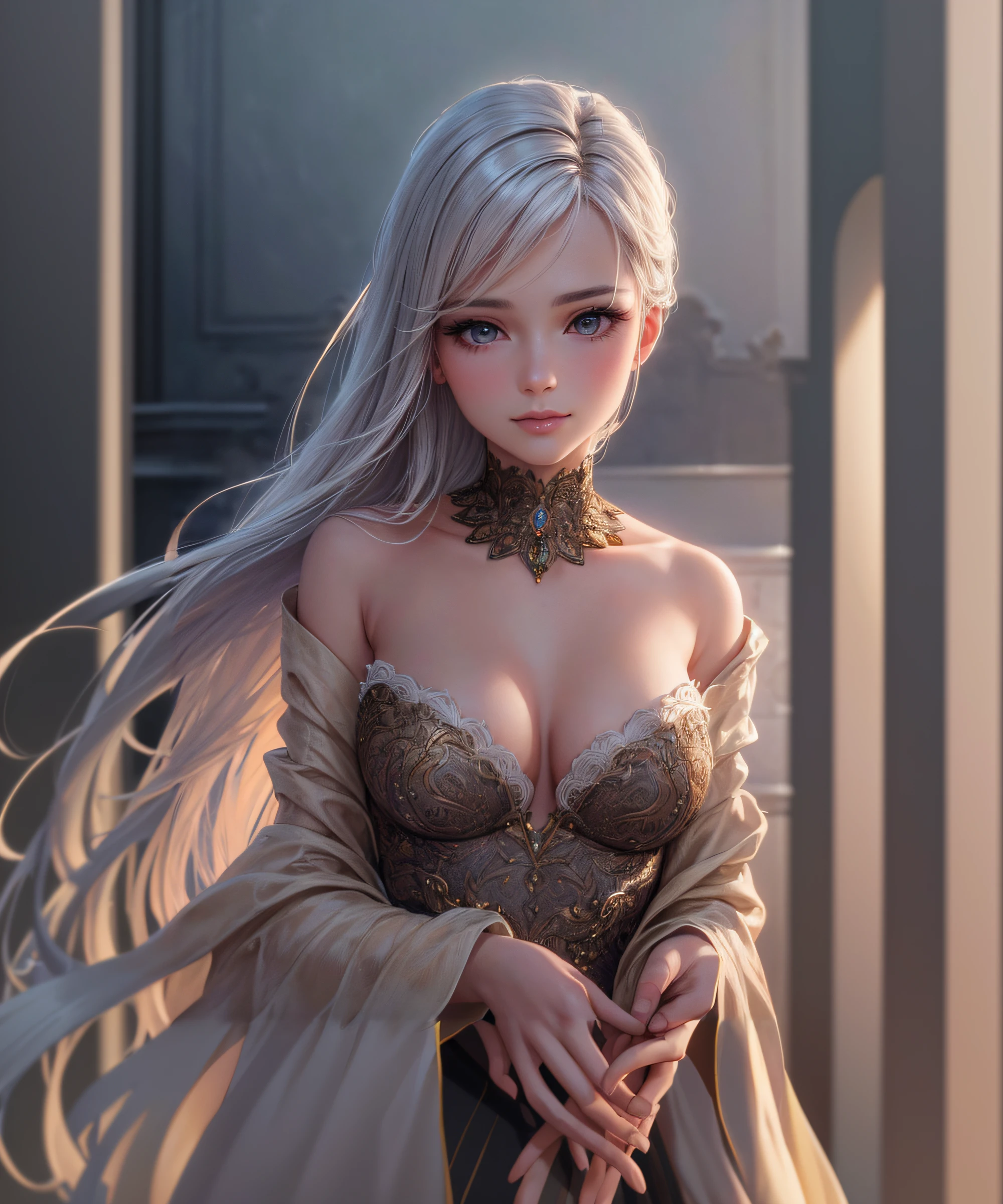 a close up of a woman with a long hair wearing a dress, IG model | Art germ, Fantasy art style, Detailed digital anime art, 2. 5 D CGI anime fantasy artwork, Art germ on ArtStation Pixiv, 8K high quality detailed art, beautiful and seductive anime woman, Fanart Meilleure ArtStation, Art germ. anime illustration