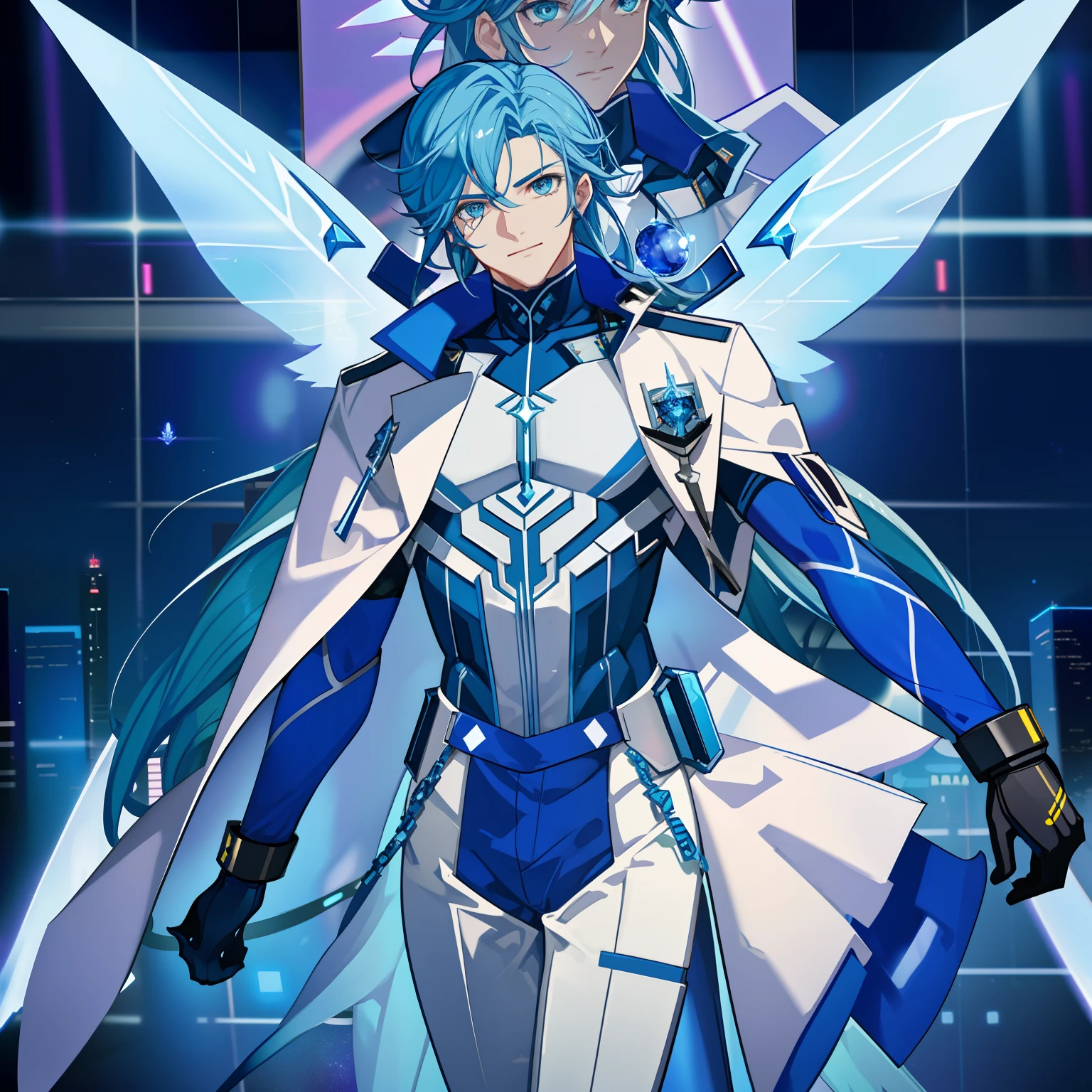 a blue robot man with fairy wings, huge pecs, gray face, standing next to a futuristic luxury car, amazing design, poster design, creative, cartoon - style image of a sexy man dressed as a fairy, extremely detailed artgerm,l, 2. 5 d cgi anime fantasy artwork, fanart best artstation, 8k high quality detailed art, ! dream artgerm, beautiful cyborg angel ma., as a mystical valkyrie, artgerm julie bell beeple, art of silverfox