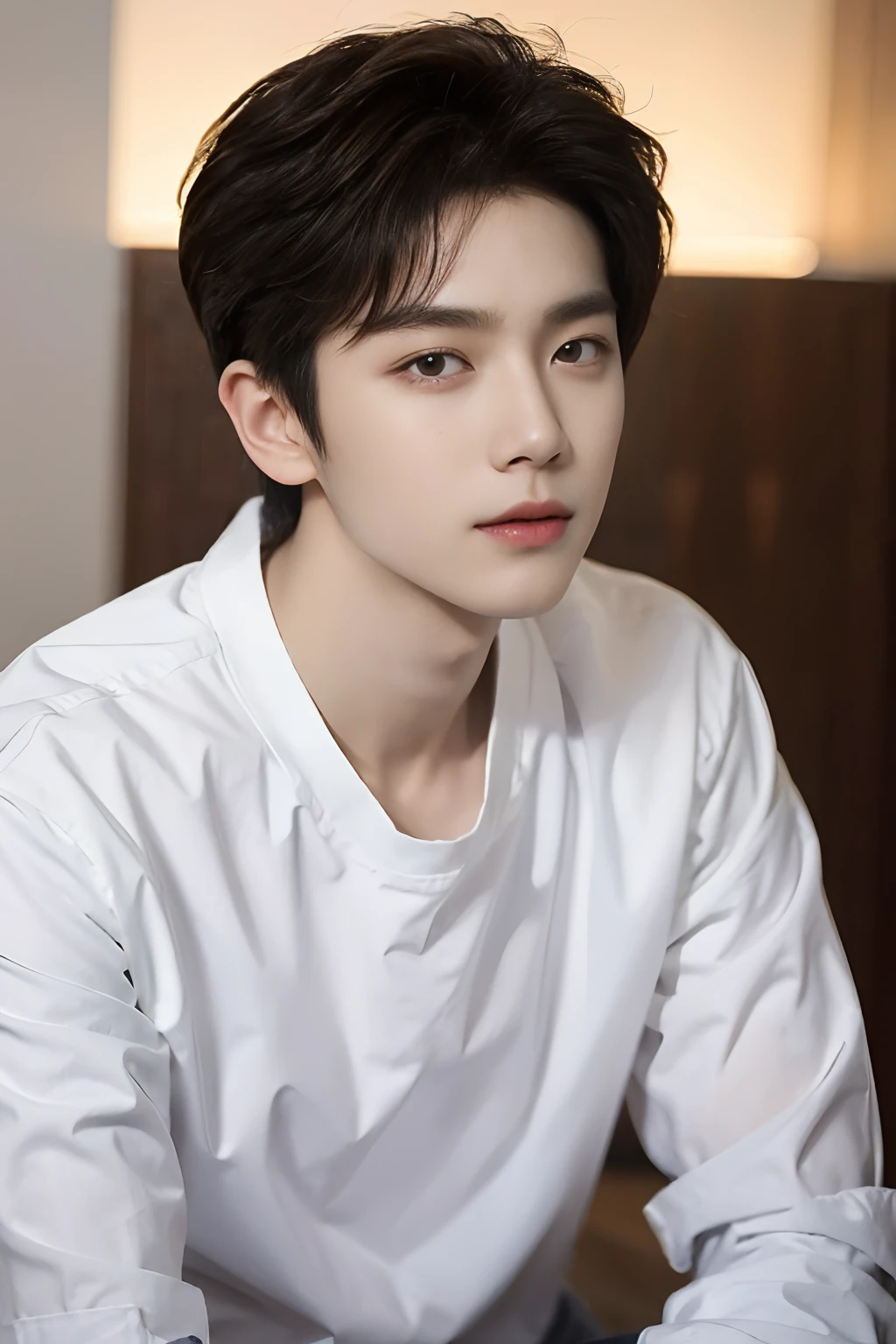 Alphad Asian man in a white shirt looks at the camera, Shin Jinying, Kim Do-young, Male ulzzang, Cai Xukun, South Korean male, jinyoung shin aesthetic, wan adorable korean face, handsome young man face, jaeyeon nam, Kim Tae-joon, hyung tae, inspired by jeonseok lee, headshot profile picture, korean artist, jung jaehyun