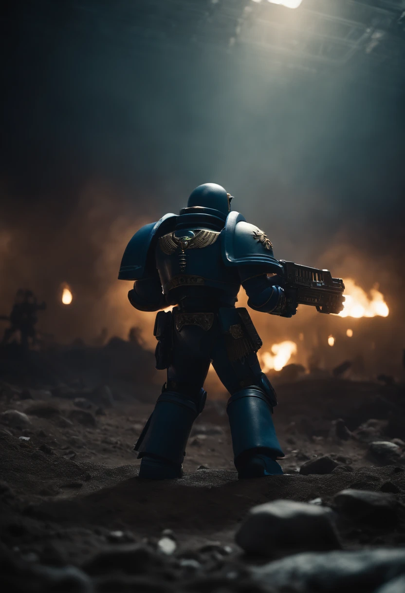 Um space marine astartes, Warhammer40k, realista