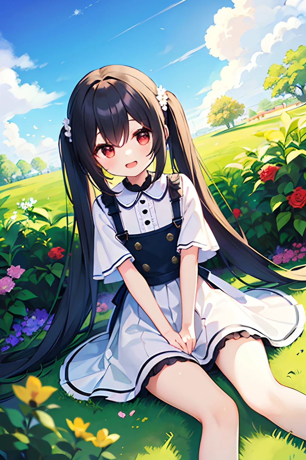 Beautiful illustration、top-quality、cute petit girl、(transform sequence)、((maid style leotard))、sixteen years old、Slender beautiful girl、Fractal Art、baby-face、((stright long hair))、beatiful detailed eyes、A smile、Full Body Display、Western-style garden、(1 persons)、long-sleeve、landscaped gardens、(knee high socks)、is standing、(highleg)、Fox ears、