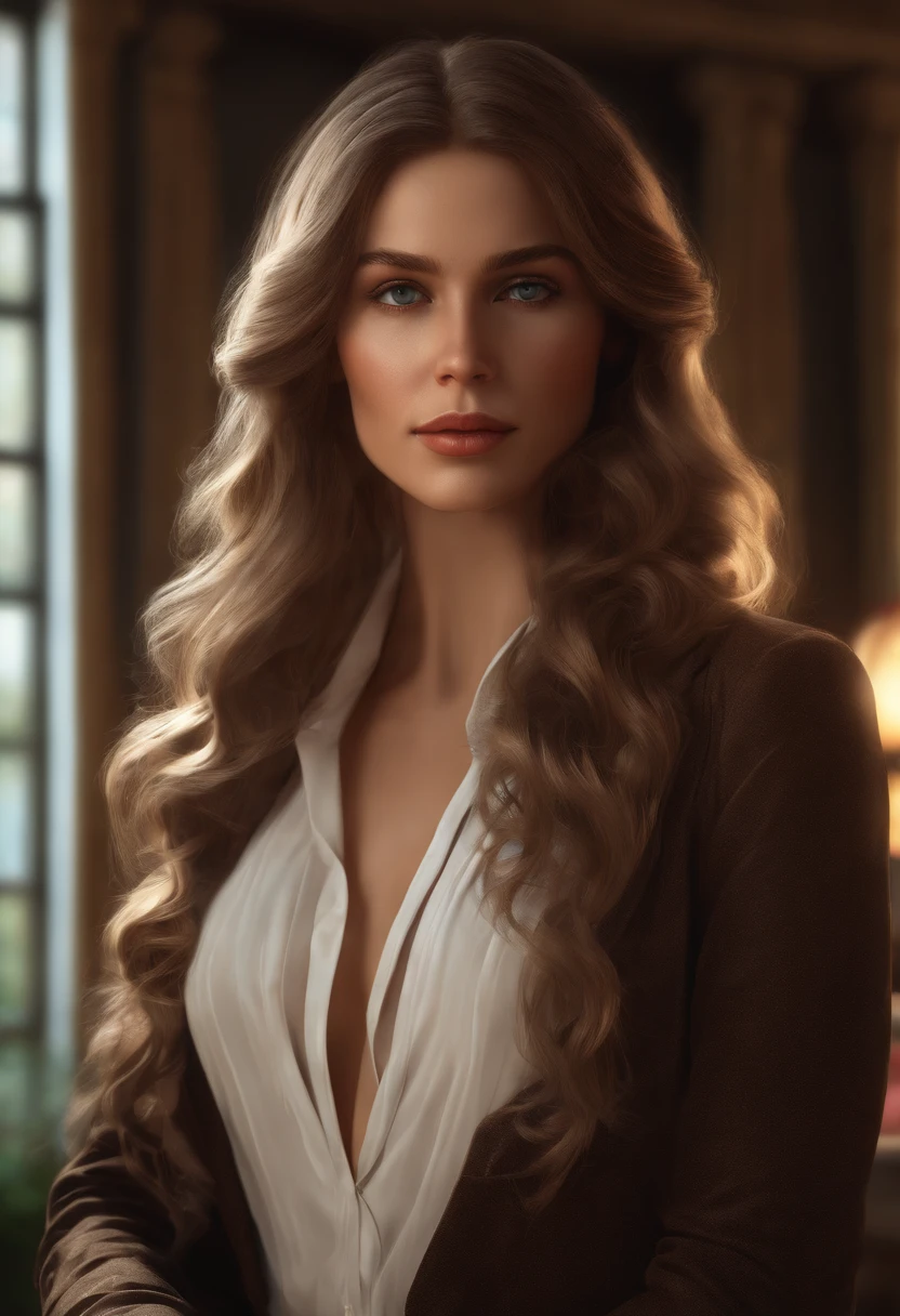 Realistic Female Character Art by David Hockney and Alphonse Mucha, Fantasy Art, realistic art, Dynamic lighting, Artstation, volumetric light, very detailed face, 10,Full HD, Award-winning,, 1girls, In the dark, Deep Shadows, prudent, cowboy shot, (formal wear: 1.4), long-haired, White Hair, I got it with a black light.