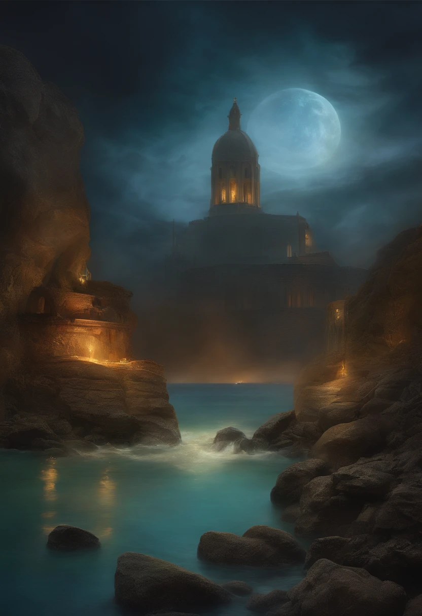 Rockefeller oysters, religion, Oil painting, Apocalypse, crush(Broken),Revelation,befall,A deep,Best quality,4K,8K,A high resolution,Masterpiece:1.2,Ultra-detailed,Realistic,Photorealistic:1.37, textured, Vibrant colors, Dramatic lighting, spooky ambiance, Stylized, exquisitedetails, Ethereal, mistic, divine presence.