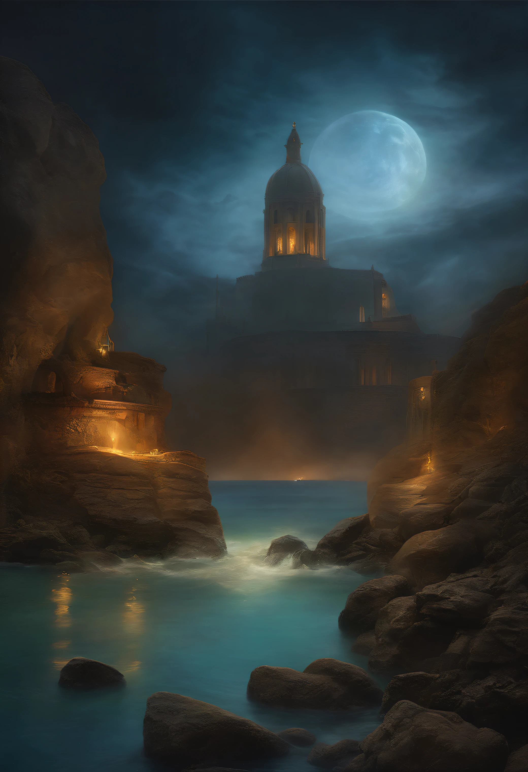 Rockefeller oysters, religion, Oil painting, Apocalypse, crush(Broken),Revelation,befall,A deep,Best quality,4K,8K,A high resolution,Masterpiece:1.2,Ultra-detailed,Realistic,Photorealistic:1.37, textured, Vibrant colors, Dramatic lighting, spooky ambiance, Stylized, exquisitedetails, Ethereal, mistic, divine presence.