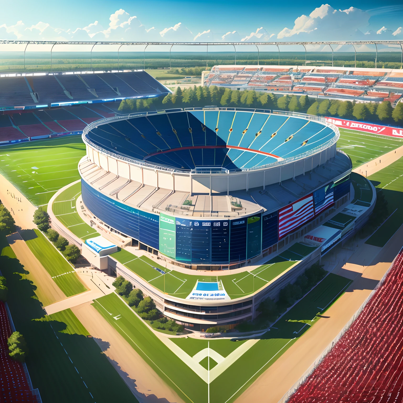 Fictional football stadium with blue details