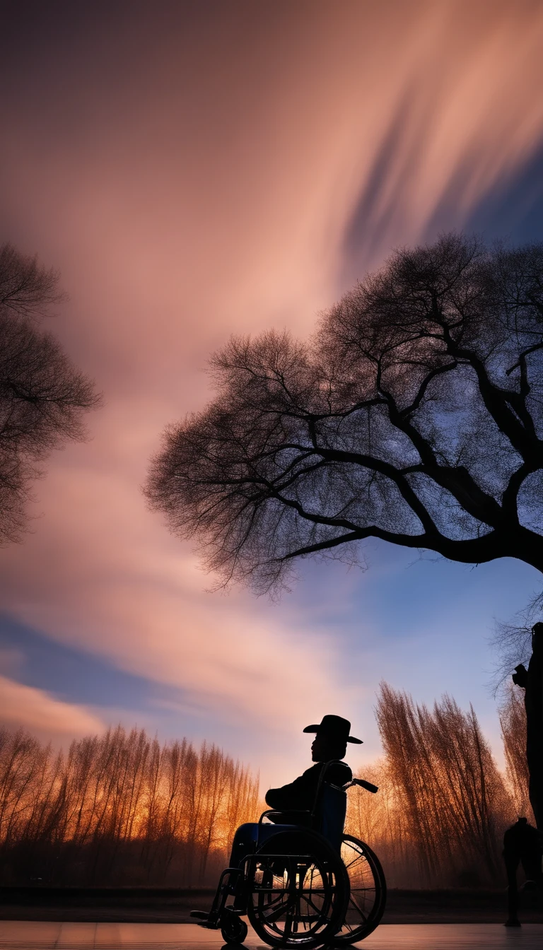 Stetson sat in a wheelchair and looked at the sky in confusion,Ditan Park, Beijing, 2000