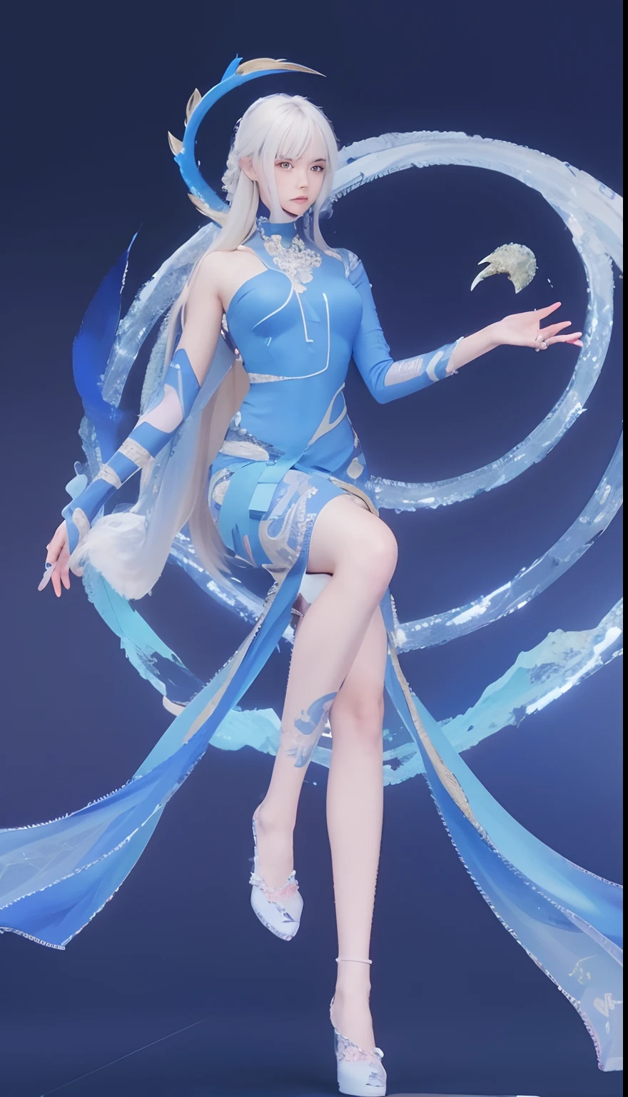8K, 1.4x realism，hyper HD, high detal, Super eye details, fashionable attire,long whitr hair