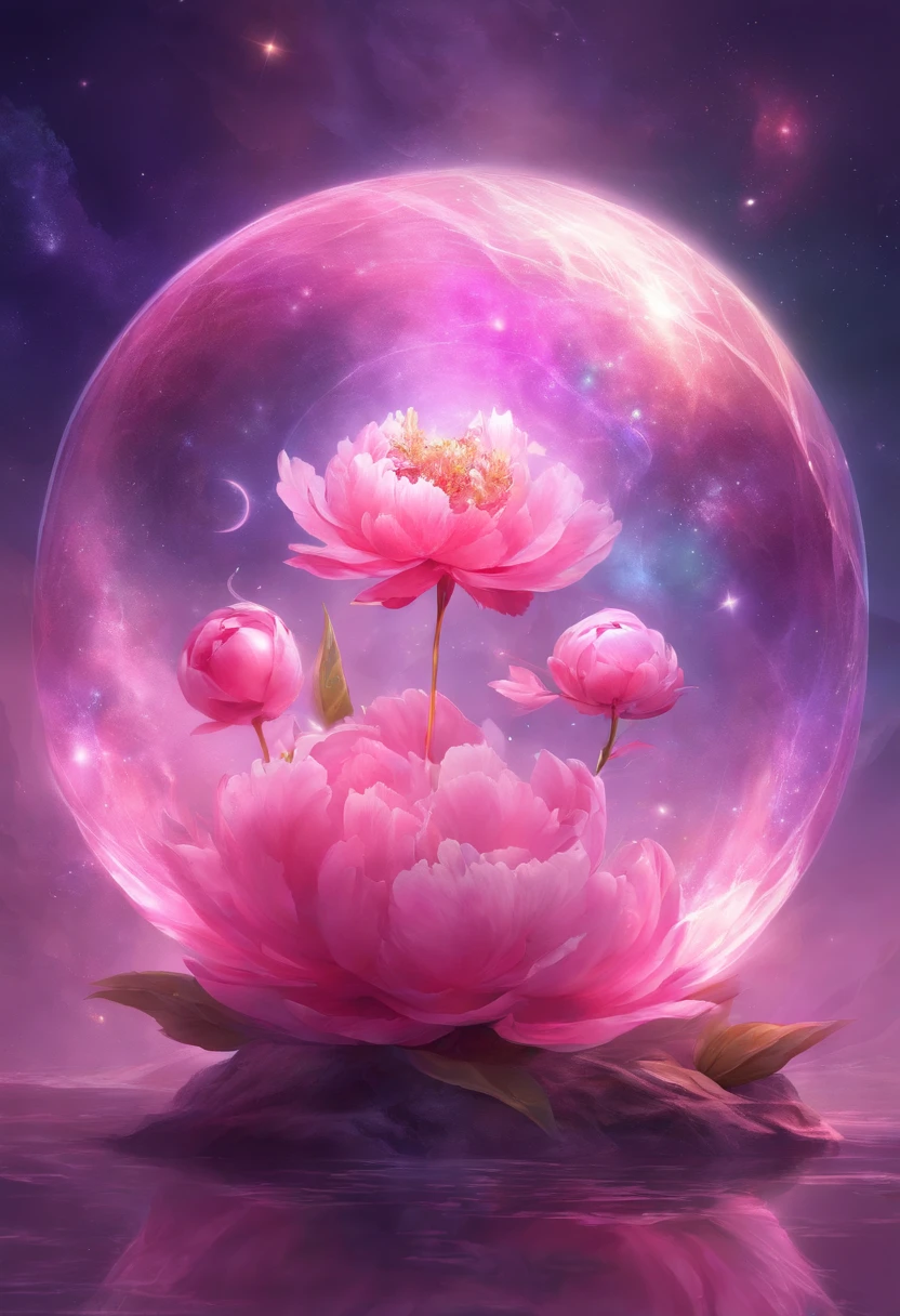 Peony pink galaxy crystal sphere