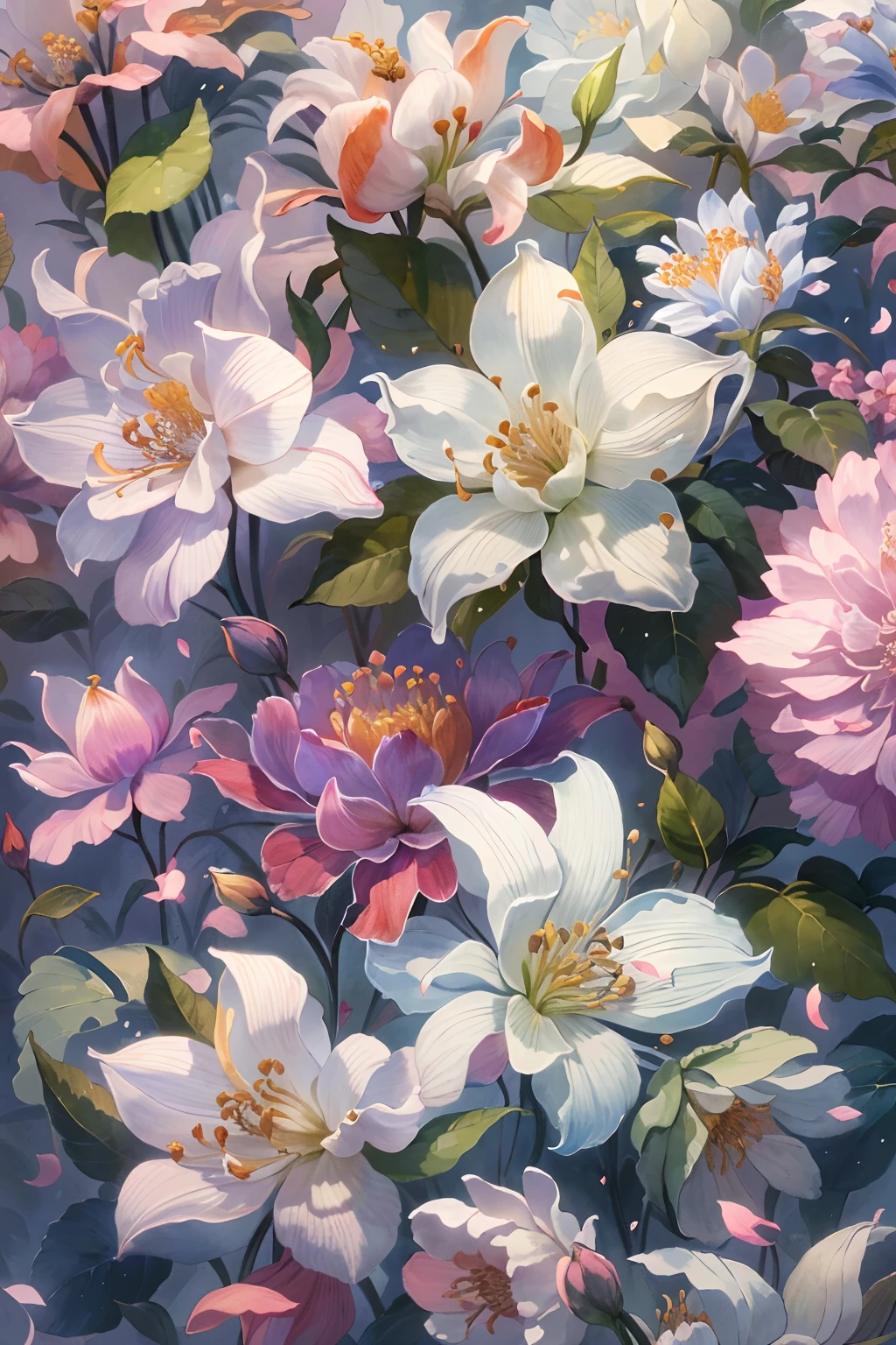 Original,(illustratio:1.1),(best qualtiy),(tmasterpiece:1.1),(the Extremely Detailed CG Unity 8K Wallpapers),(a color:1.2),jasmine flowers,Jasmine petals,scenecy,rios|Wagas,