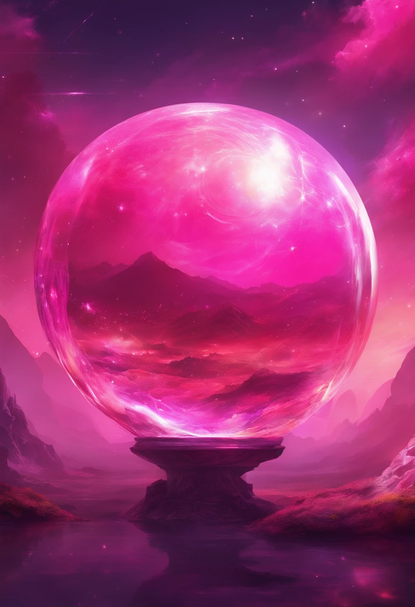 Bold pink galaxy crystal sphere