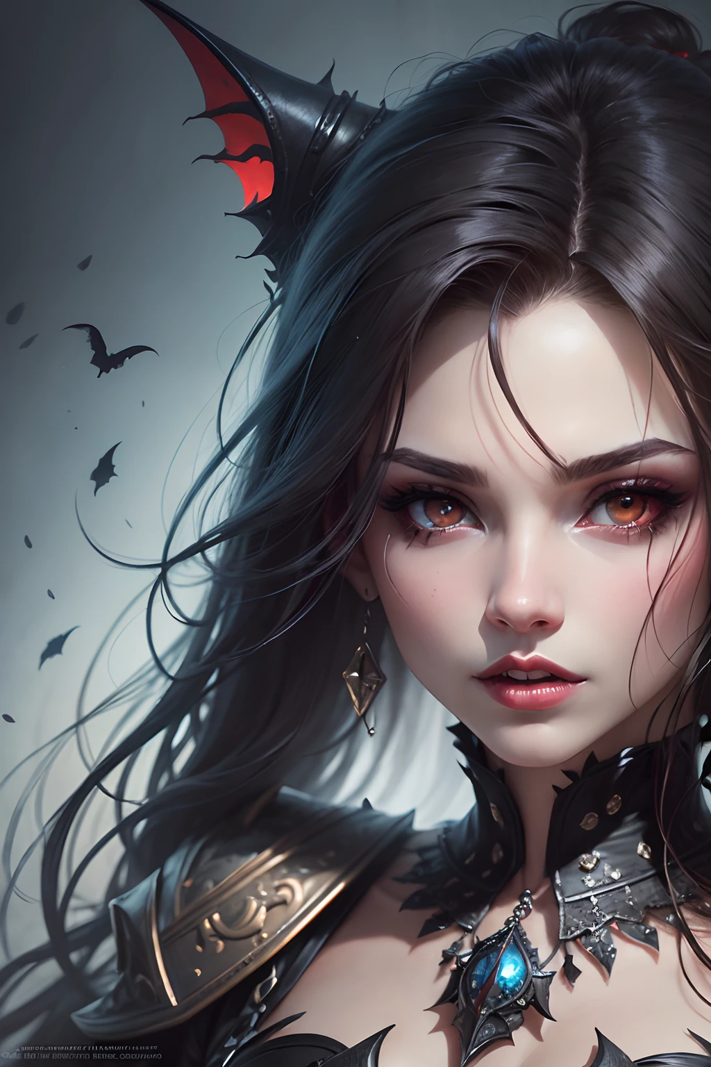 ((obra de arte)), ((melhor qualidade)), there is a demonic woman, Linda, (rosto_Lindo), pele perfeita, ((Globos_Olho_Brancos): 1.2), your eyes do NOt have irises and pupils, olhoss Brancos, small horns betray their diabolical origin, ((chifres_pequeNOs): 1.0), vestido preto, ((cabelos pretos, Cabelos lisos,): 1.0), with a black bird on his shoulder, corvo negro, (corvo negro: 1.0), ((perched bird_NO_ombro)), the bird is a black crow, arte de estilo fantasia sombria, gothic fantasy art, arte de fantasia sombria, Fantasia sombria misturada com realismo, no estilo da arte de fantasia sombria, Artgerm e Rossdraws, Artgerm e Tom Bagshaw, vampira com asas de corvo, wlop e artgerm, artgerm extremamente detalhado
