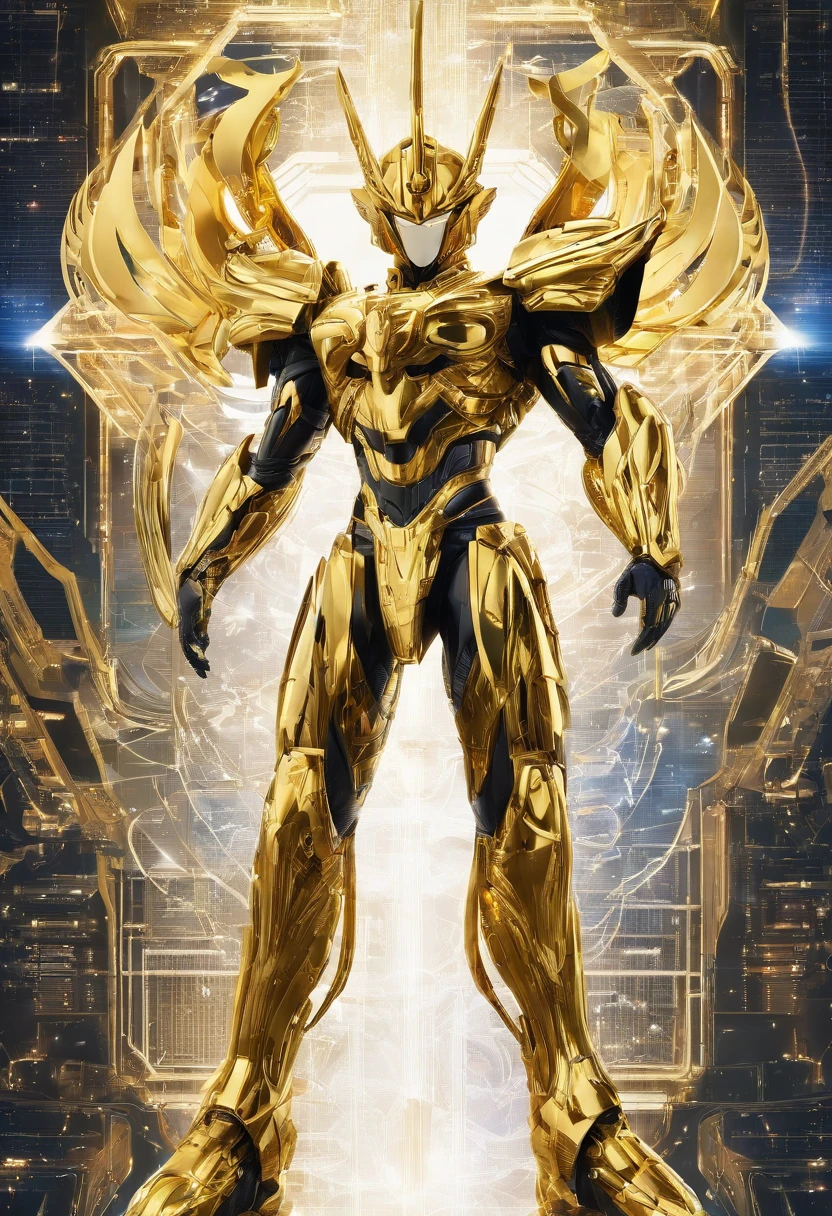 masterpiece, best quality with detailed CG saint seiya's Greeks 12 zodiac golden saint featuring Scorpion wearing in futuristic advance battling gold cloth