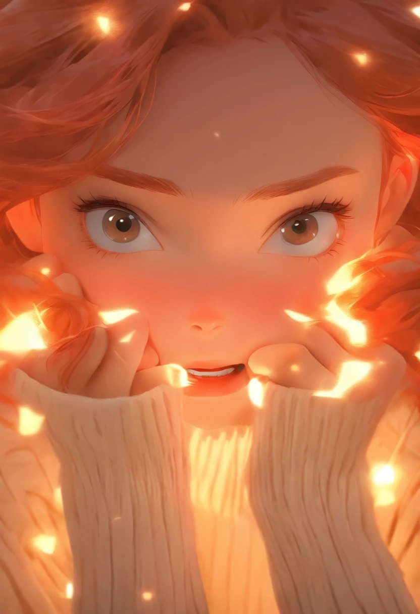 arafed woman with red hair and a white sweater covering her mouth, sadie sink, soft portrait shot 8 k, ellie bamber, ivory pale skin, monia merlo, with pale skin, pale-skinned, pale - skinned, ellie bamber fairy, pale glowing skin, very very very pale skin, pale woman, albino white pale skin, porcelain pale skin