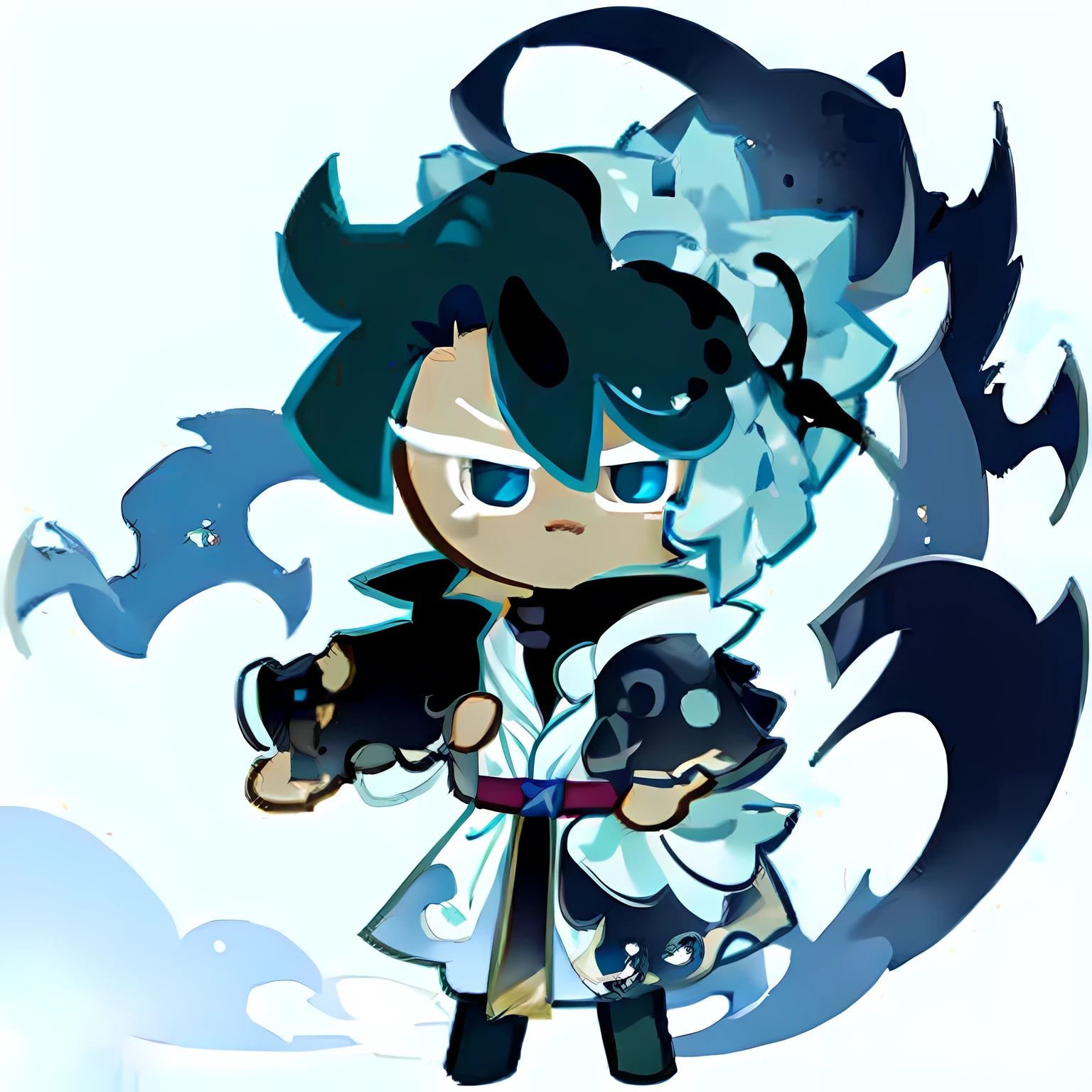cookie run, white background, simple background, 1boy black sesame cookie
