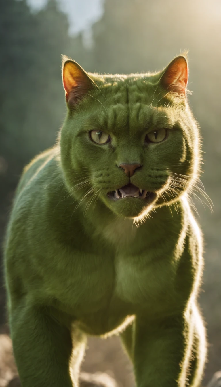 cat hulk uper strong, muscular,