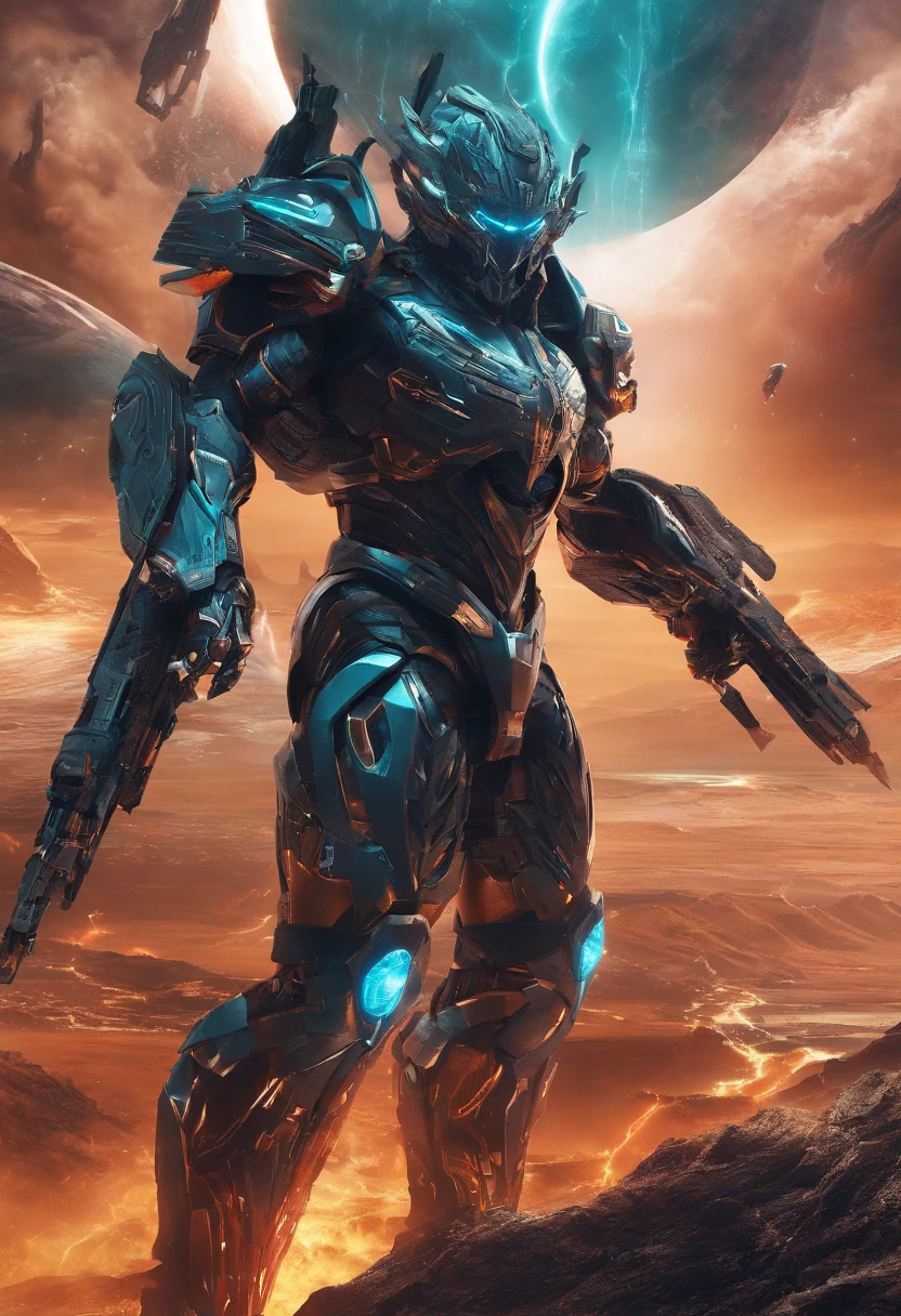 Masterpiece, best quality, detailed CG unity Greeks God Hades wearing in futuristic advance battling armour