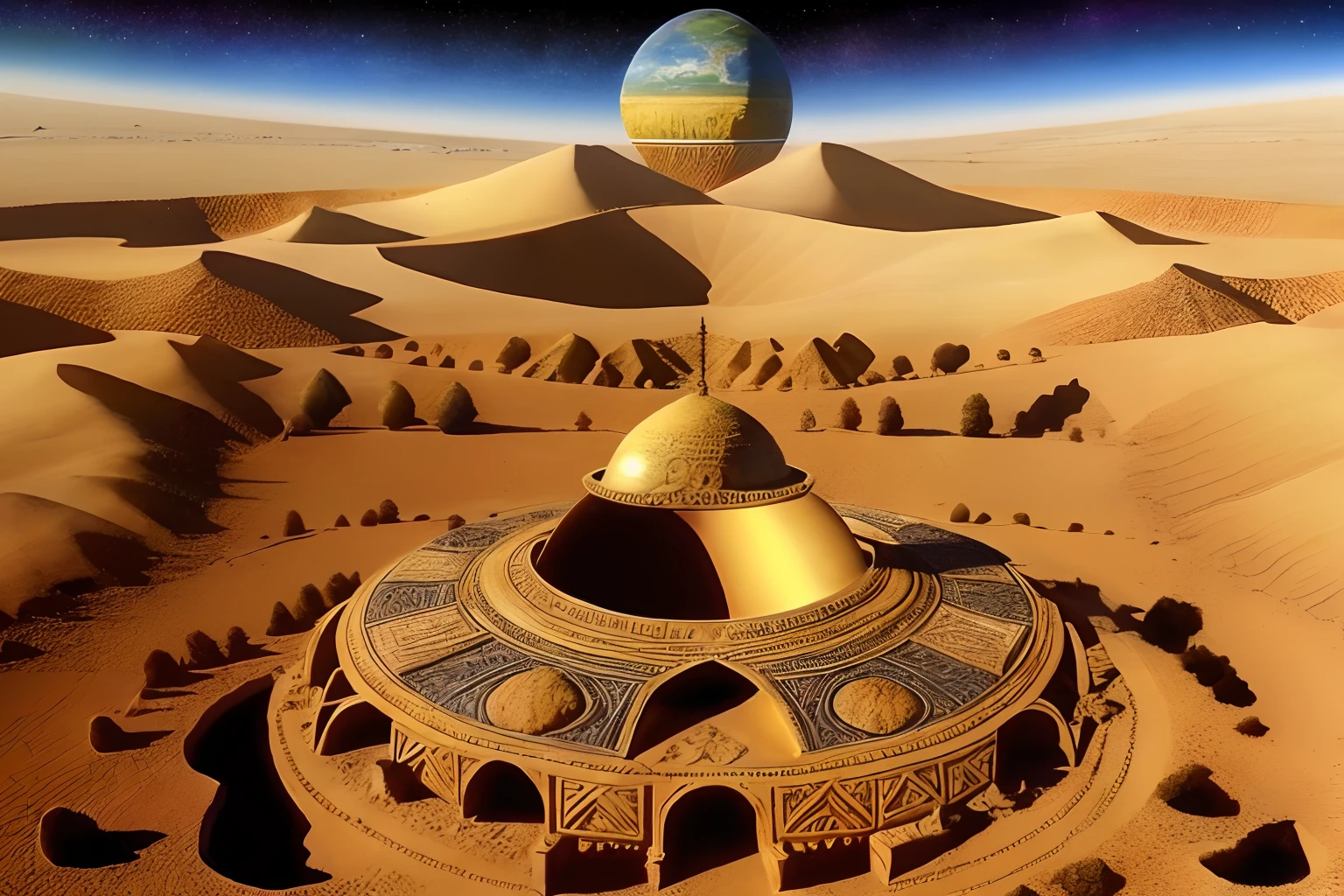 High quality, Sumerian civilization, Anunnaki、UFO、Planet Nibiru、Animation, landscape