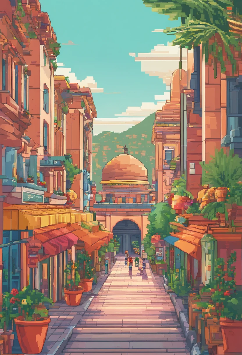 ultra-detailed, vivid colors, photorealistic, landscape, cityscape, beautiful architecture, bustling streets, vibrant culture, rich history, towering skyscrapers, colorful buildings, busy marketplaces, picturesque mountains in the background, palm trees, tropical climate, street vendors, people enjoying outdoor activities, lively music, flavorful cuisine, local art scene, warm and inviting atmosphere
