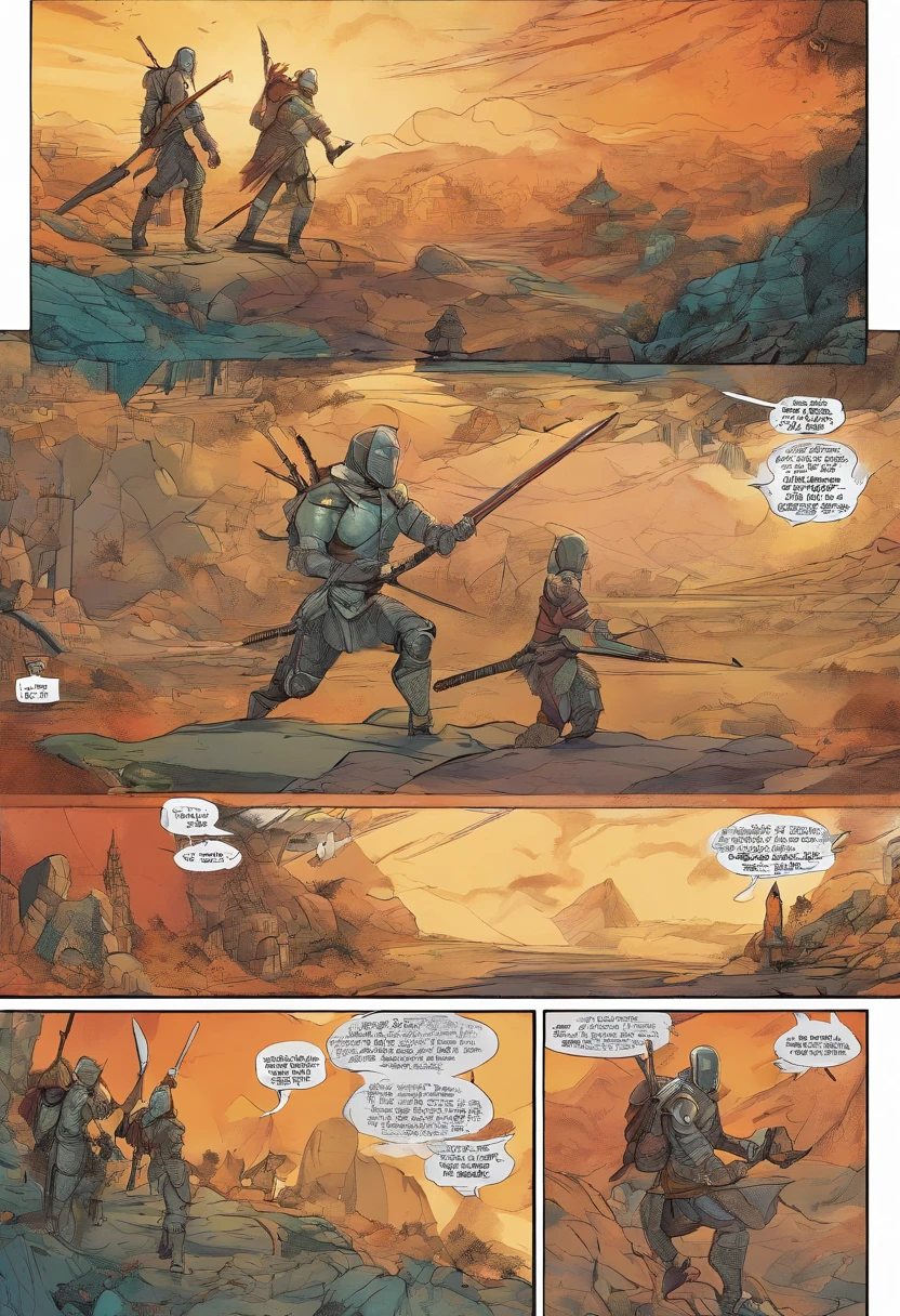 Comic Storyboard:1.8, comic strip_layout,"Young woman transforming into heavily armed female warrior, holding a long sword, Fight monsters"， anatomy correct，Metal armor，Fantasy, Ethereal, (isolation:1.1), (glaze:1.1), (reflective light:1.2), glass, polygon, ultra-detailliert, Convoluted, oil on canevas, Dry brush, (surrealism:1.1), (uneasy:1.1), Enhanced Detail., 32K ，hyper HD，Comic Style Panel Layout, Voice bubbles, english text, Hand-drawn audio stickers used in cartoons.