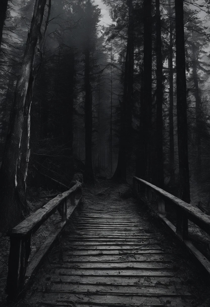 Dark forest exploration trail