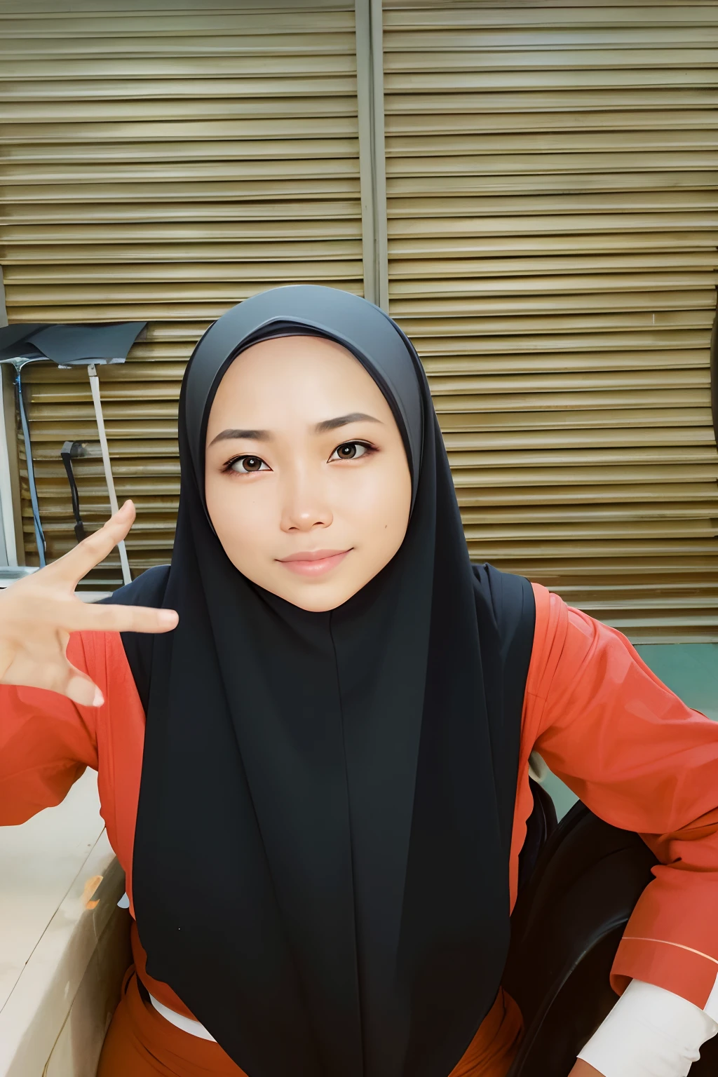 1 malay woman in hijab,((Full nude)),(Small buttocks),Emphasize ass,big round ass, Smaller chest,Smiling smile, (hijab flying), de pele branca,big breasts thin waist, hongkong style street, Hyper-Realism, Cinematic lighting, depth of fields, From below, from back, vanishing point, F/2.8, Anatomically correct, Textured skin, Super Detail, awardwinning, Best Quality, hight resolution,