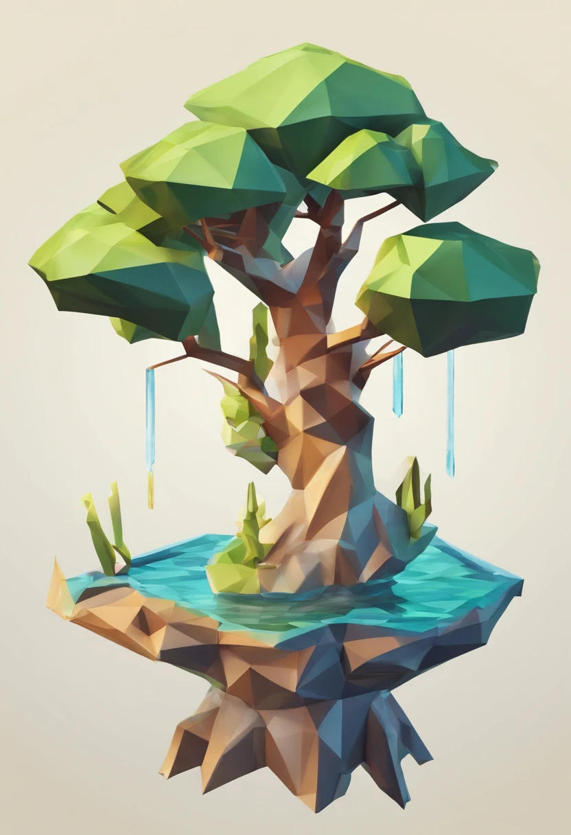 A close up of a tree with a waterfall in the middle of it - SeaArt AI
