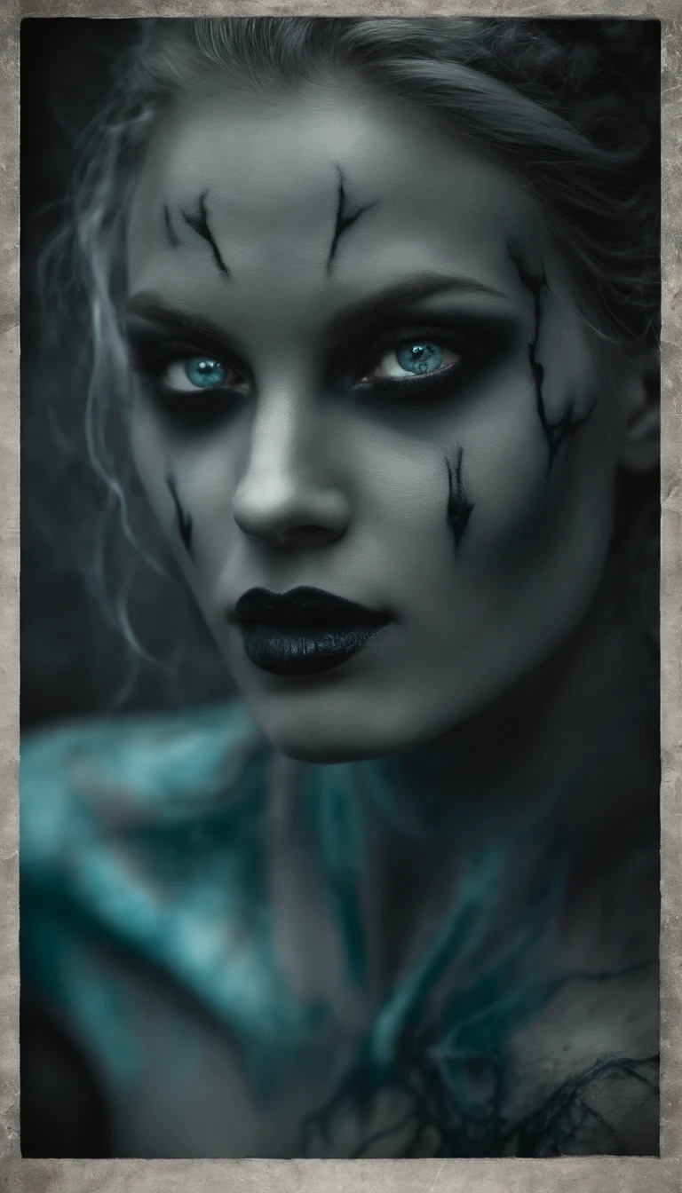 obra-prima inspirada em hellraiser, h. P. Lovecraft e Evil Dead 2013, realista de corpo inteiro ((corpo duro perfurado)) fotografia de duas jovens magras malvadas, skinny skinny young two evil females with pierced hard body ((dois magros, jovens magros, Young evil females, corpo inteiro perfurado)), decomposition, Dark black liquid of the decomposing body, 12k resolution, Body full of two cute young skinny scary scary evil female psycho monster young bat with bright translucent pale ghostly dark evil skin hugging close without clothes Decadent black-blue liquid body with piercing, very intricate face paint scary bodypaint full pierced with dark liquid out, Detailed light and bright dark liquid coming out of the eyes, emo magro maluco maluco, Cabelo azul escuro e verde claro, e o mal assustador perverso sorriso azul, cena sombria escura em casa assombrada muito assustadora, ultra-detalhado, ((arte sombria)), Pântano of horror, whole body view, head to toe, UHD