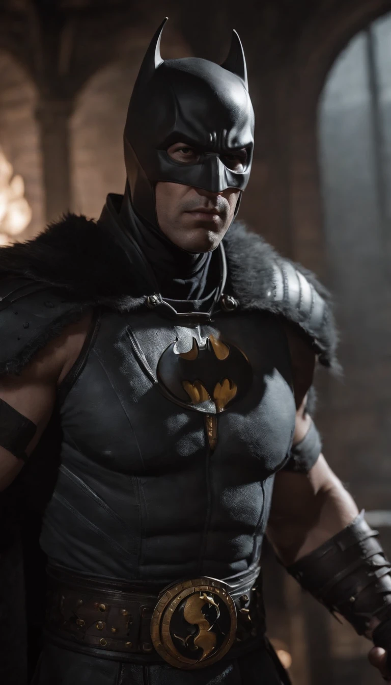 mortal kombat batman character concept super strong, muscular, ABS, 35mm lens, photography, ultra details, HDR, UHD, 8K